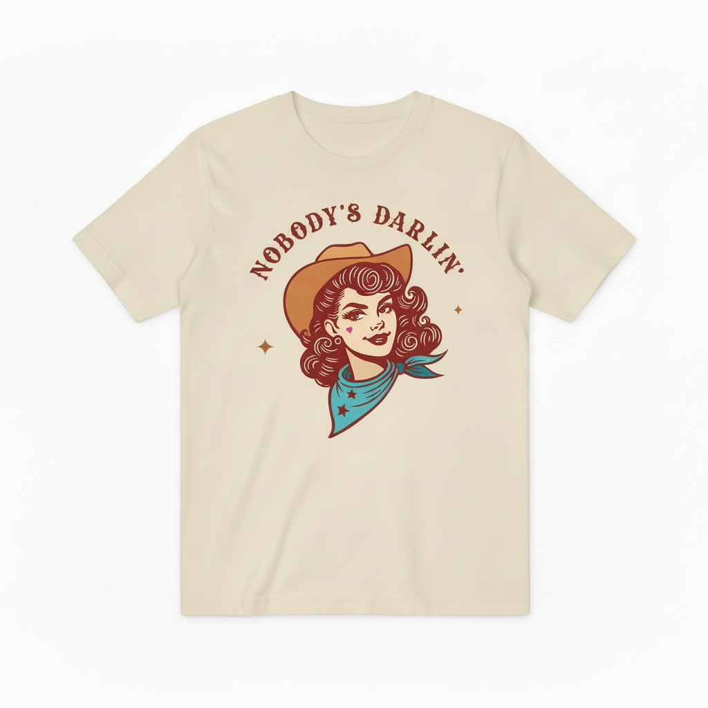 Retro Cowgirl Nobody's Darlin' Graphic Tee - Western T-Shirt T4041