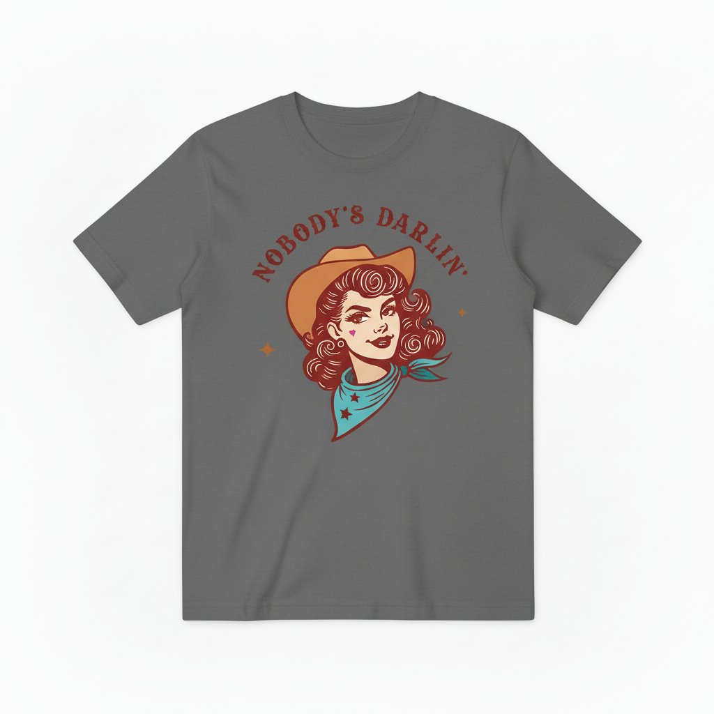 Retro Cowgirl Nobody's Darlin' Graphic Tee - Western T-Shirt T4041