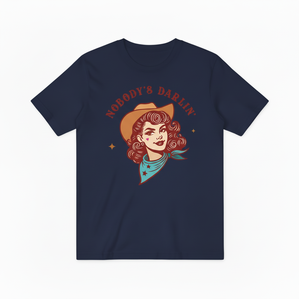 Retro Cowgirl Nobody's Darlin' Graphic Tee - Western T-Shirt T4041