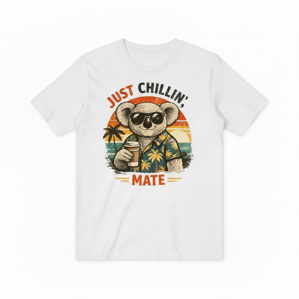 Funny Koala Beach Graphic Tee - Just Chillin T-Shirt T4042