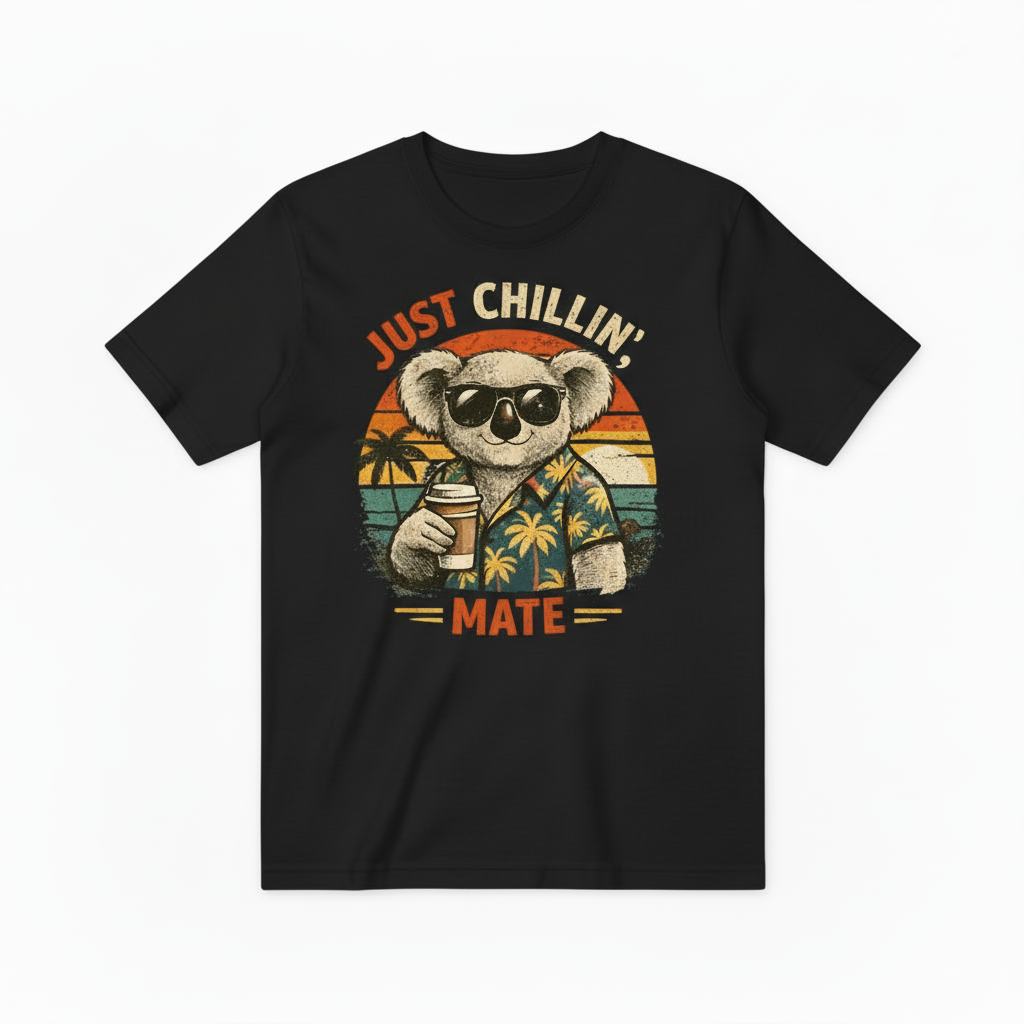 Funny Koala Beach Graphic Tee - Just Chillin T-Shirt T4042