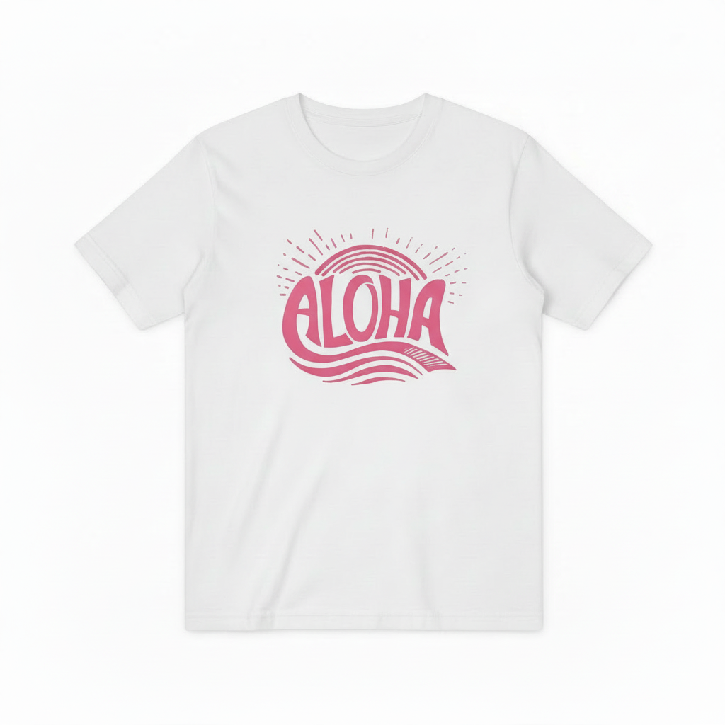 Aloha Retro Typography Graphic Tee - Beach T-Shirt T4043