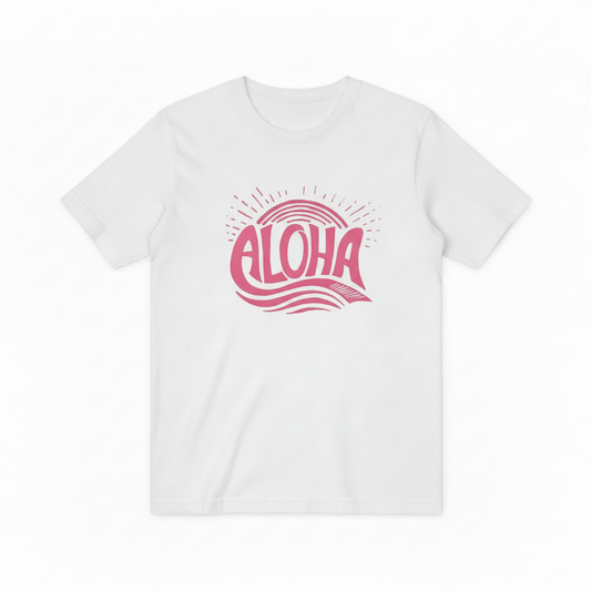 Aloha Retro Typography Graphic Tee - Beach T-Shirt T4043