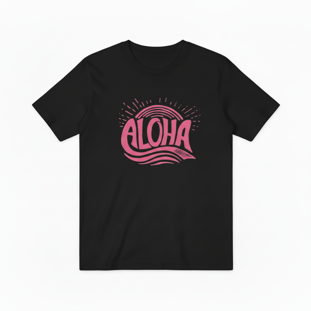 Aloha Retro Typography Graphic Tee - Beach T-Shirt T4043