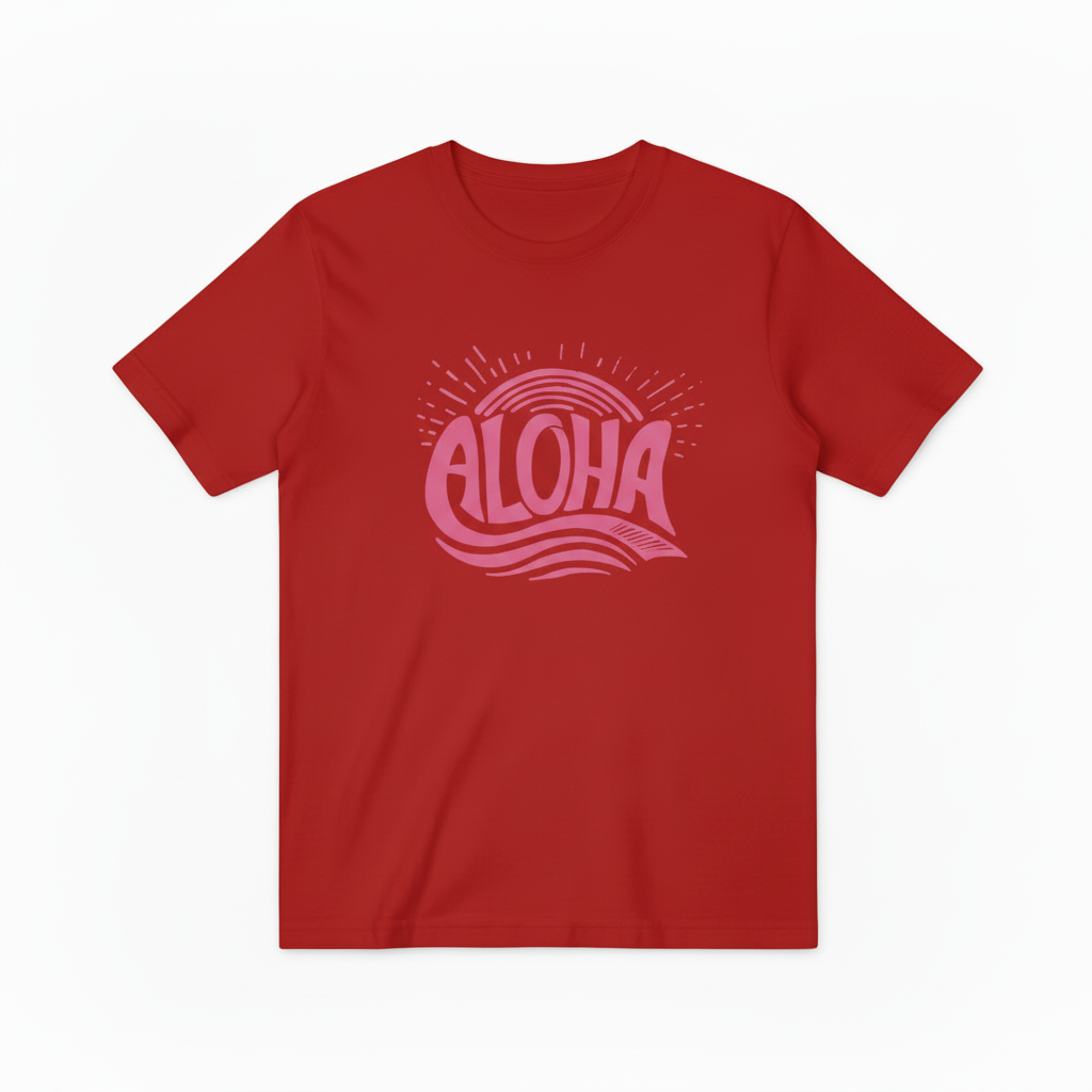 Aloha Retro Typography Graphic Tee - Beach T-Shirt T4043