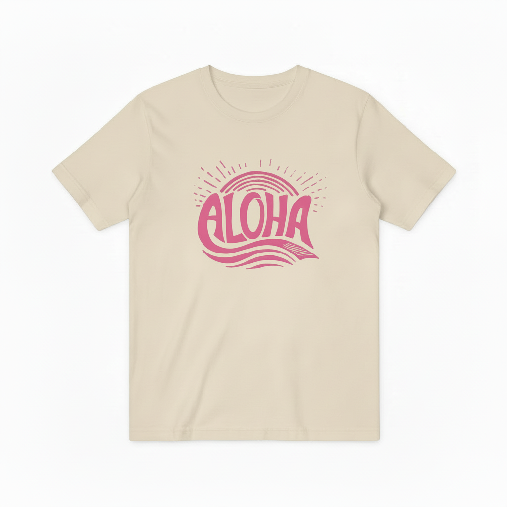 Aloha Retro Typography Graphic Tee - Beach T-Shirt T4043