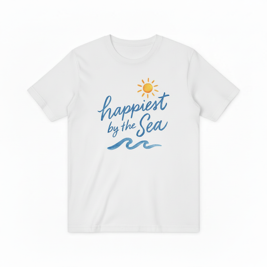 Happiest by the Sea Graphic Tee - Beach Lover T-Shirt T4044