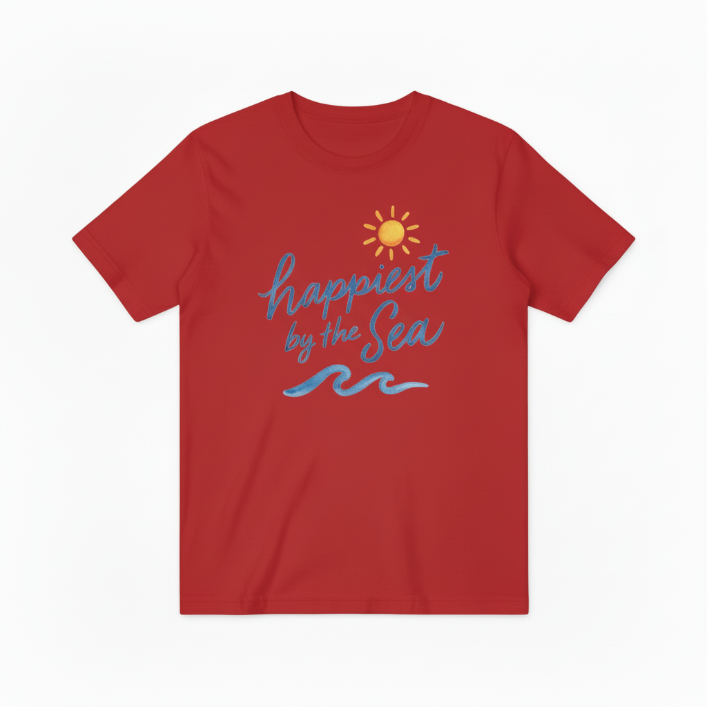 Happiest by the Sea Graphic Tee - Beach Lover T-Shirt T4044
