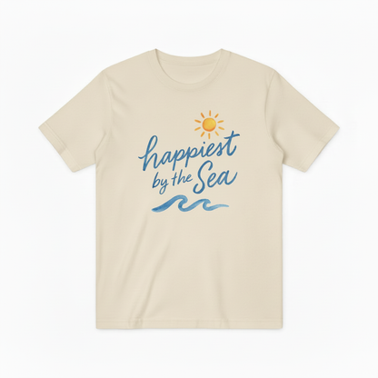 Happiest by the Sea Graphic Tee - Beach Lover T-Shirt T4044