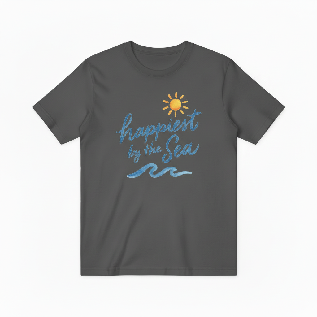 Happiest by the Sea Graphic Tee - Beach Lover T-Shirt T4044