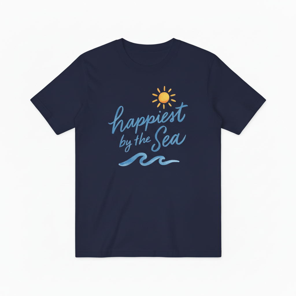 Happiest by the Sea Graphic Tee - Beach Lover T-Shirt T4044