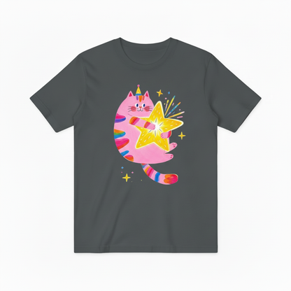 Rainbow Cat Magic Star Graphic Tee - Cute Party T-Shirt T4040
