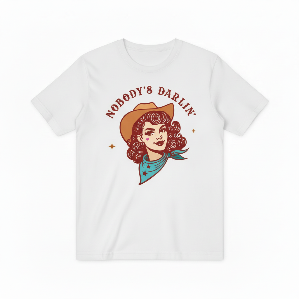 Retro Cowgirl Nobody's Darlin' Graphic Tee - Western T-Shirt T4041