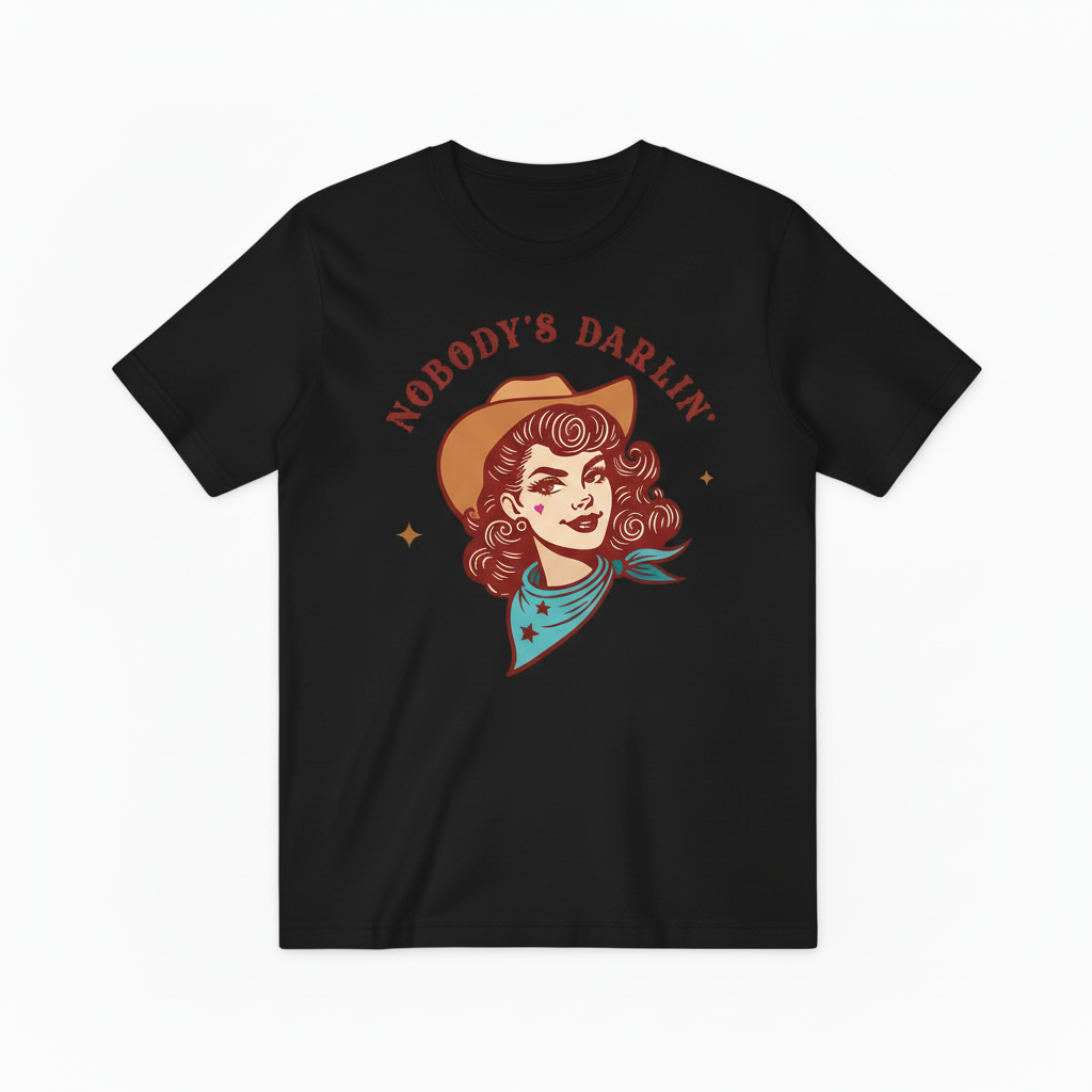 Retro Cowgirl Nobody's Darlin' Graphic Tee - Western T-Shirt T4041