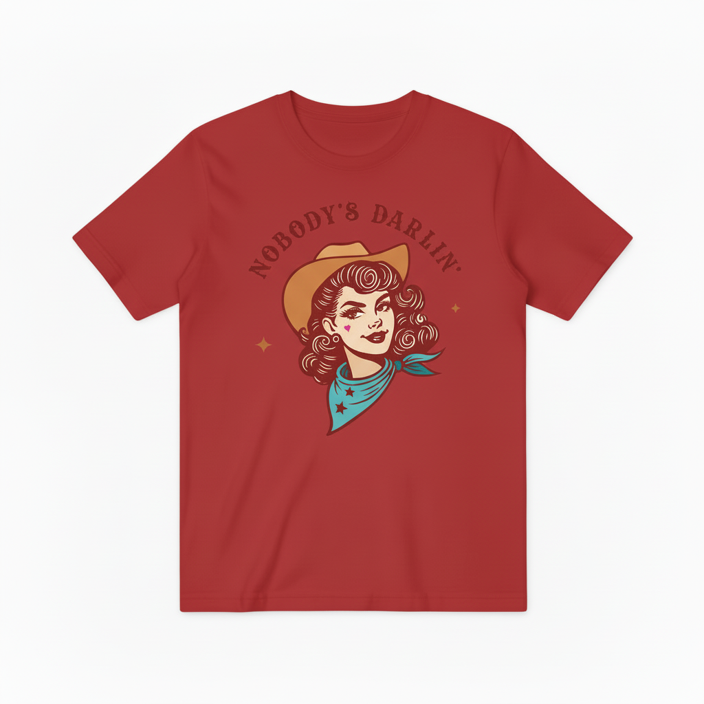 Retro Cowgirl Nobody's Darlin' Graphic Tee - Western T-Shirt T4041