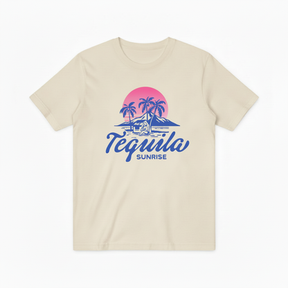Retro Tequila Beach Graphic Tee - Sunrise Cocktail T-Shirt T4046