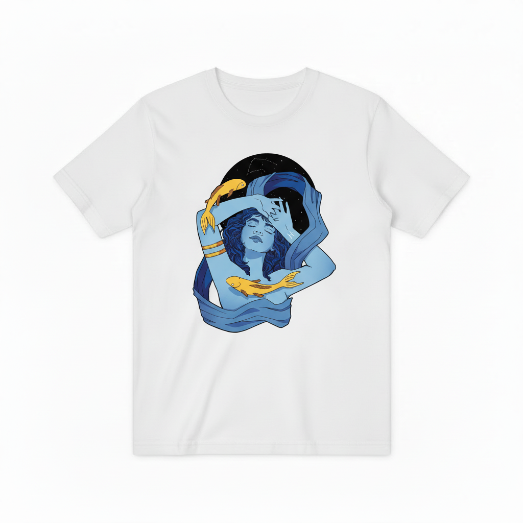 Pisces Zodiac Koi Fish Graphic Tee - Astrology Art T-Shirt T4048