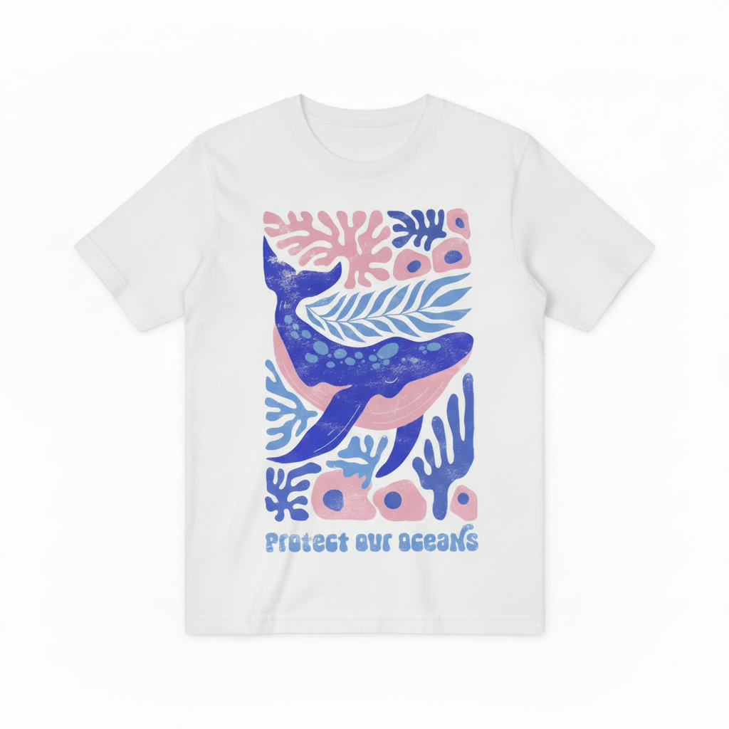 Eco Whale Ocean Graphic Tee - Conservation Lover T-Shirt T4045