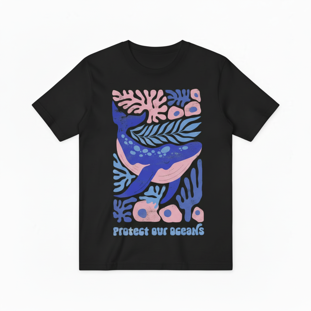 Eco Whale Ocean Graphic Tee - Conservation Lover T-Shirt T4045