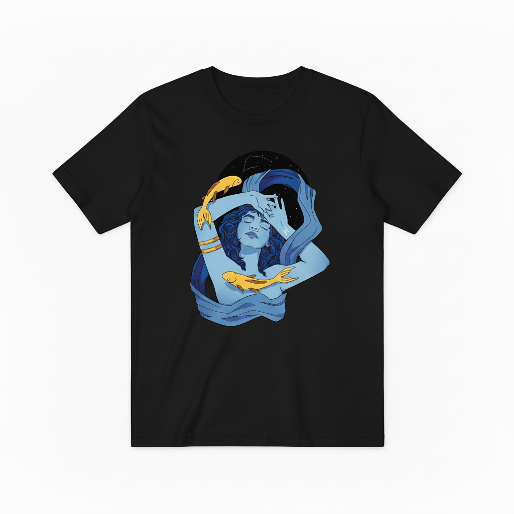 Pisces Zodiac Koi Fish Graphic Tee - Astrology Art T-Shirt T4048