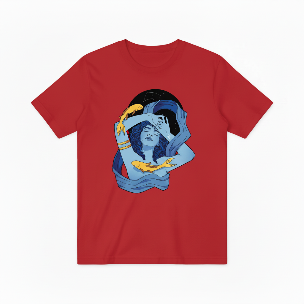 Pisces Zodiac Koi Fish Graphic Tee - Astrology Art T-Shirt T4048