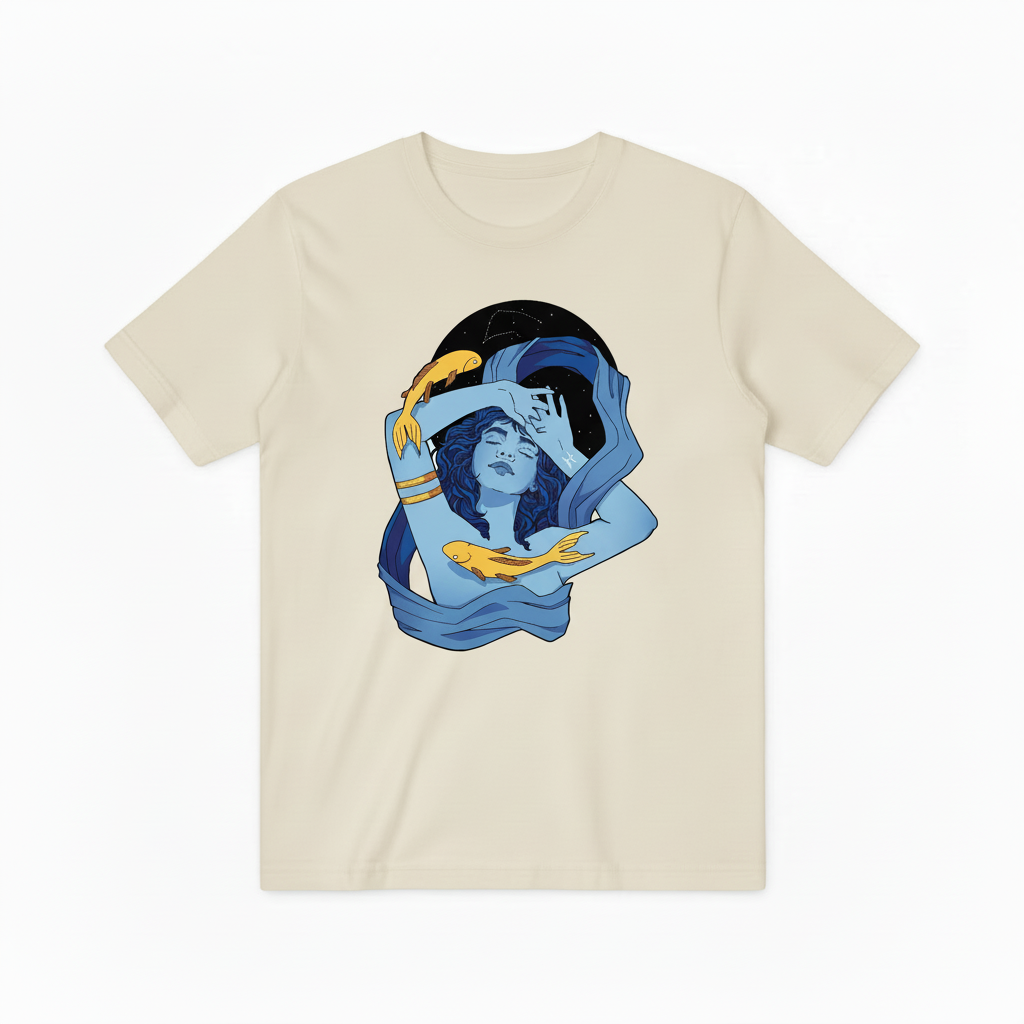 Pisces Zodiac Koi Fish Graphic Tee - Astrology Art T-Shirt T4048