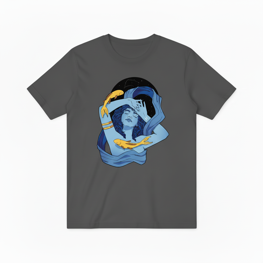 Pisces Zodiac Koi Fish Graphic Tee - Astrology Art T-Shirt T4048