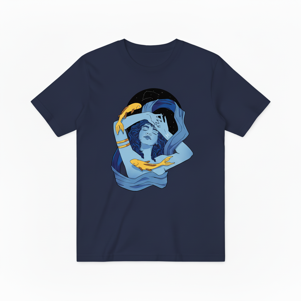 Pisces Zodiac Koi Fish Graphic Tee - Astrology Art T-Shirt T4048