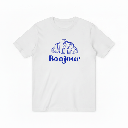 French Bonjour Bakery Graphic Tee - Croissant Lover T-Shirt T4049