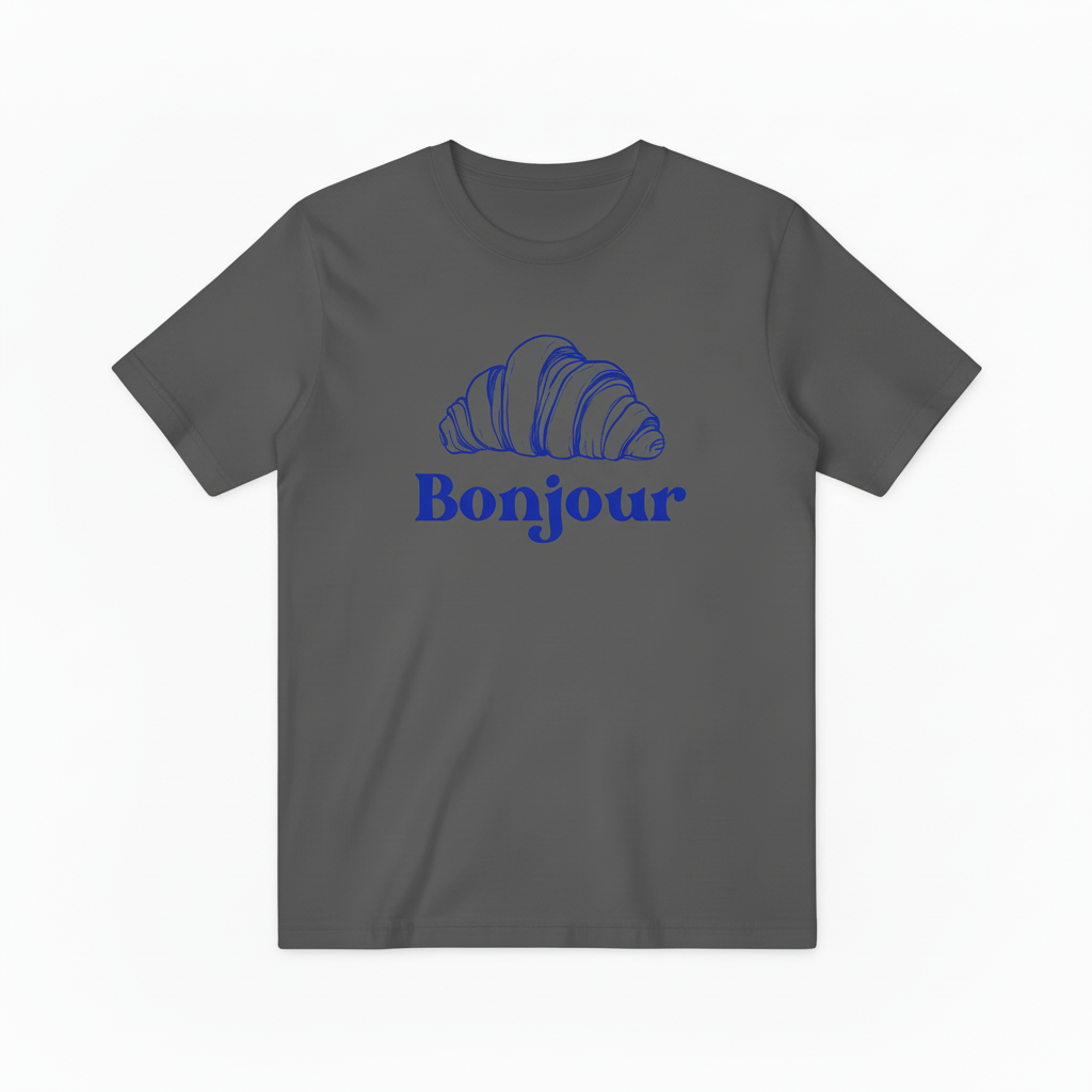 French Bonjour Bakery Graphic Tee - Croissant Lover T-Shirt T4049
