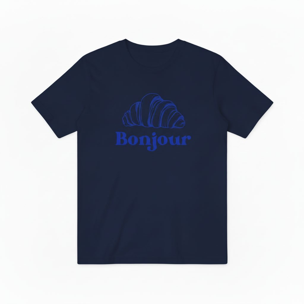 French Bonjour Bakery Graphic Tee - Croissant Lover T-Shirt T4049