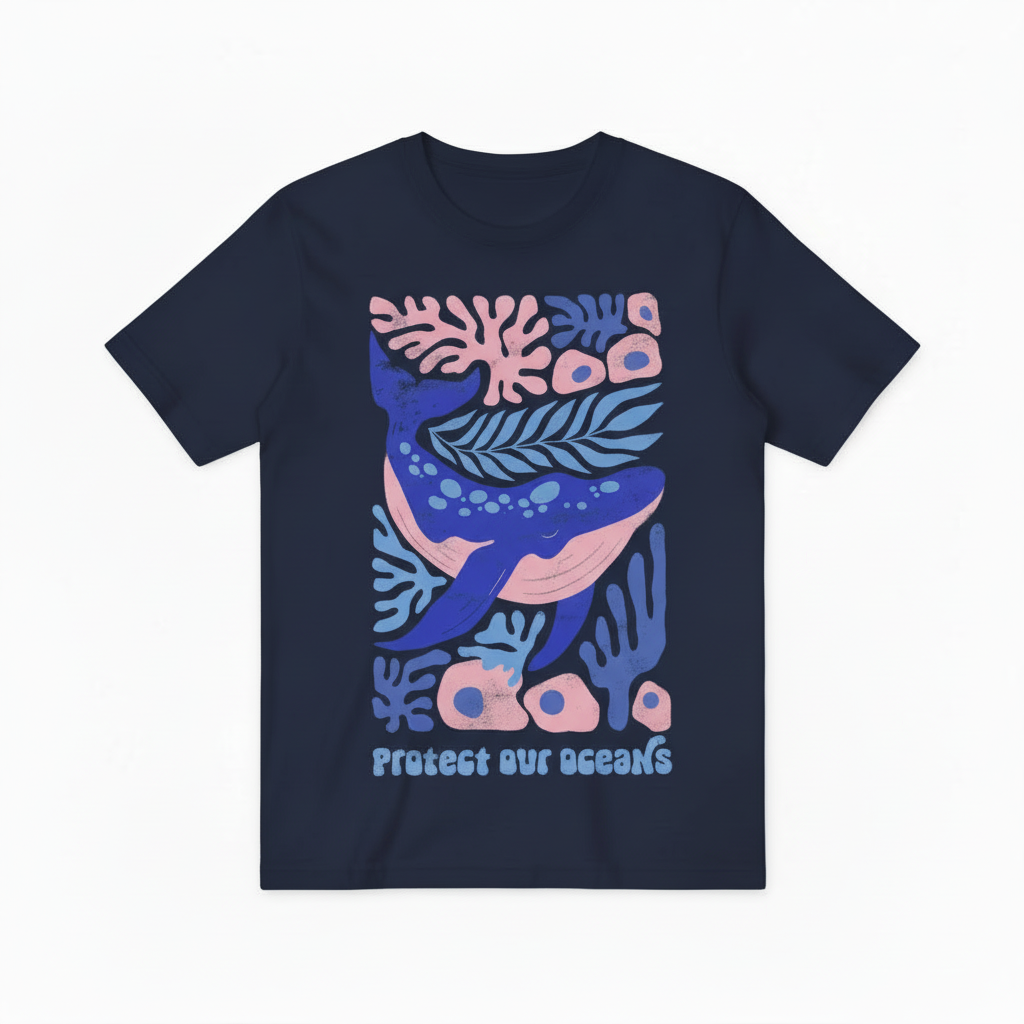 Eco Whale Ocean Graphic Tee - Conservation Lover T-Shirt T4045
