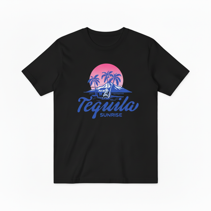 Retro Tequila Beach Graphic Tee - Sunrise Cocktail T-Shirt T4046