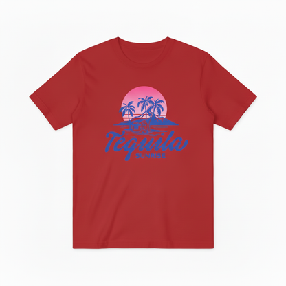 Retro Tequila Beach Graphic Tee - Sunrise Cocktail T-Shirt T4046