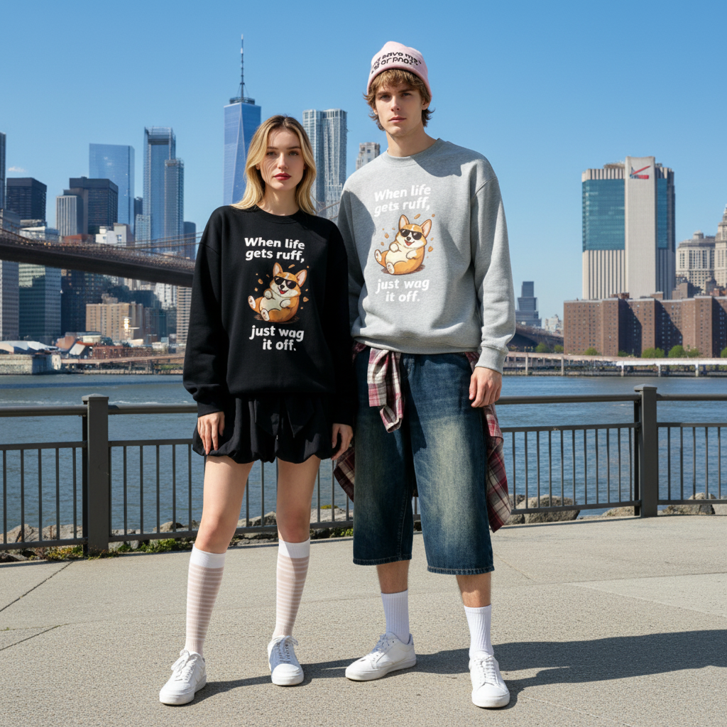 When Life Gets Ruff Just Wag Corgi Crewneck C1109