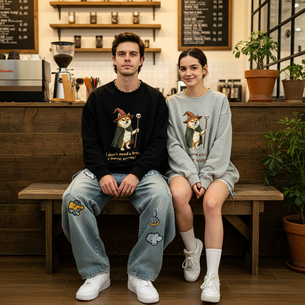 I Have Zoomies Shiba Wizard Graphic Crewneck C1110