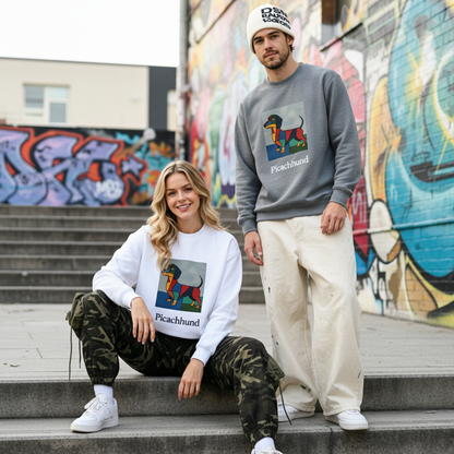Picachhund Cubist Dachshund Art Crewneck C1111