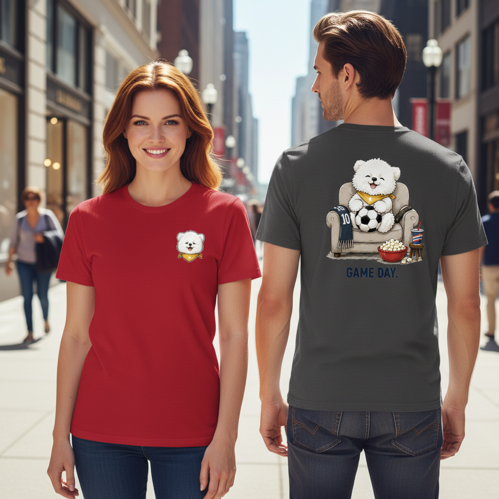 Game Day Fluffy Dog Soccer Fan Graphic Tee