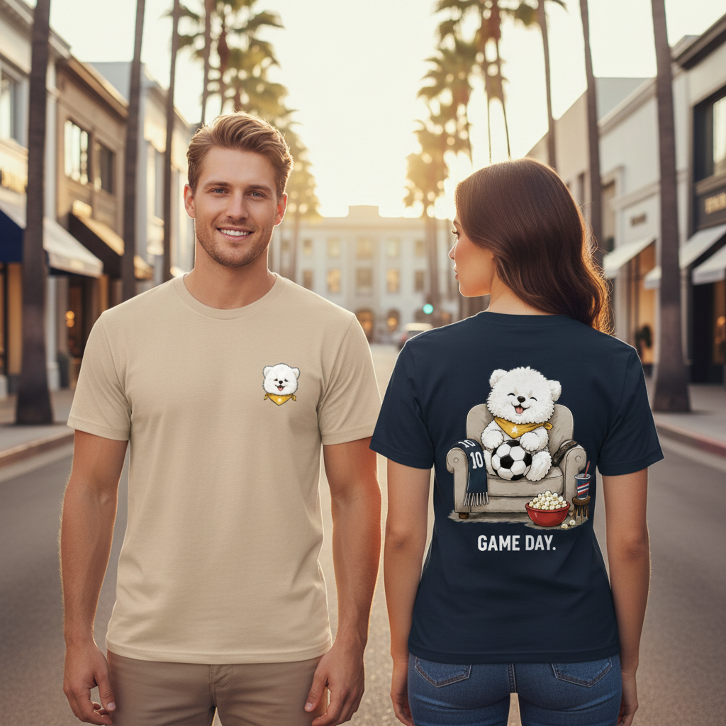 Game Day Fluffy Dog Soccer Fan Graphic Tee