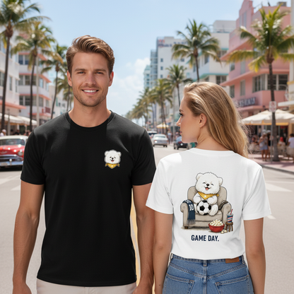 Game Day Fluffy Dog Soccer Fan Graphic Tee