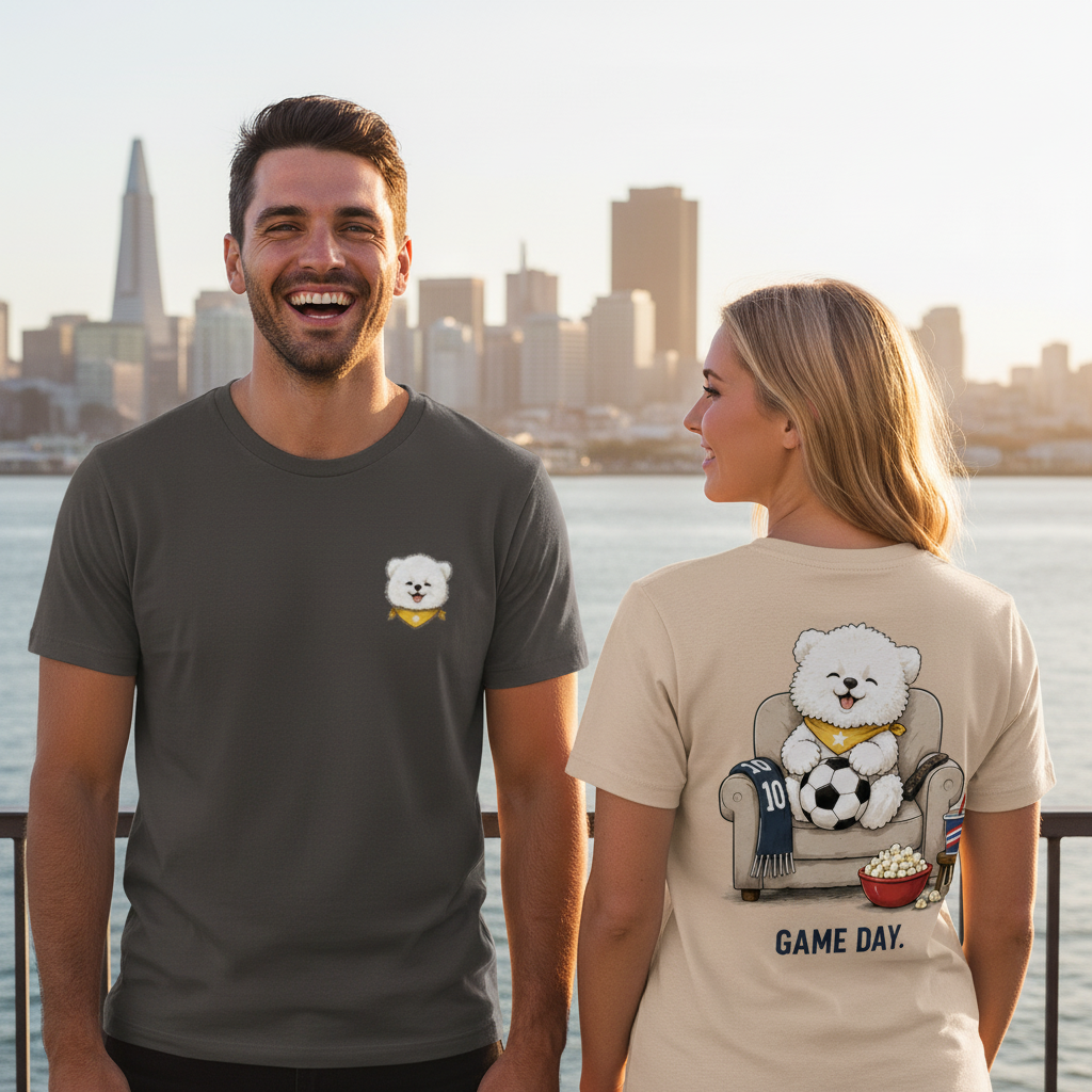 Game Day Fluffy Dog Soccer Fan Graphic Tee