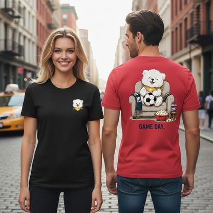 Game Day Fluffy Dog Soccer Fan Graphic Tee