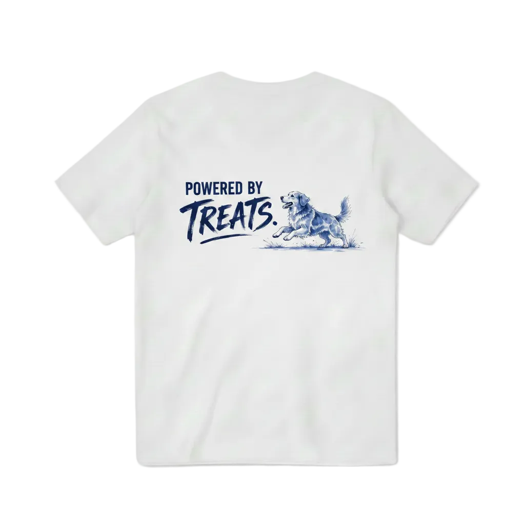 Powered by Treats Funny Dog Graphic Tee