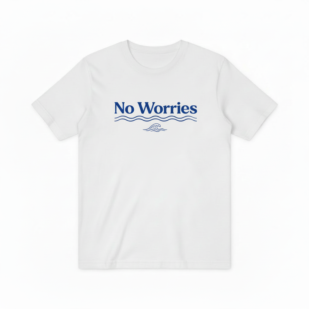 No Worries Ocean Wave Minimalist Graphic T-Shirt T6006
