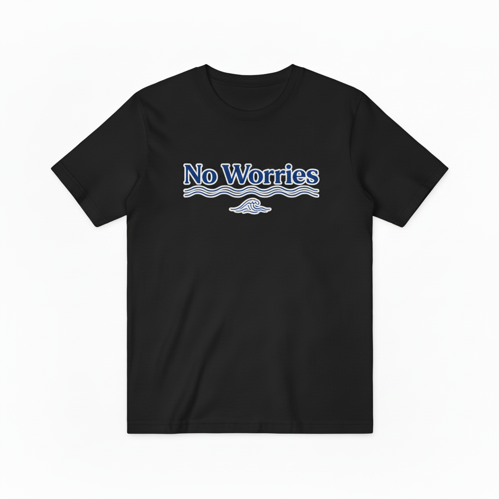 No Worries Ocean Wave Minimalist Graphic T-Shirt T6006