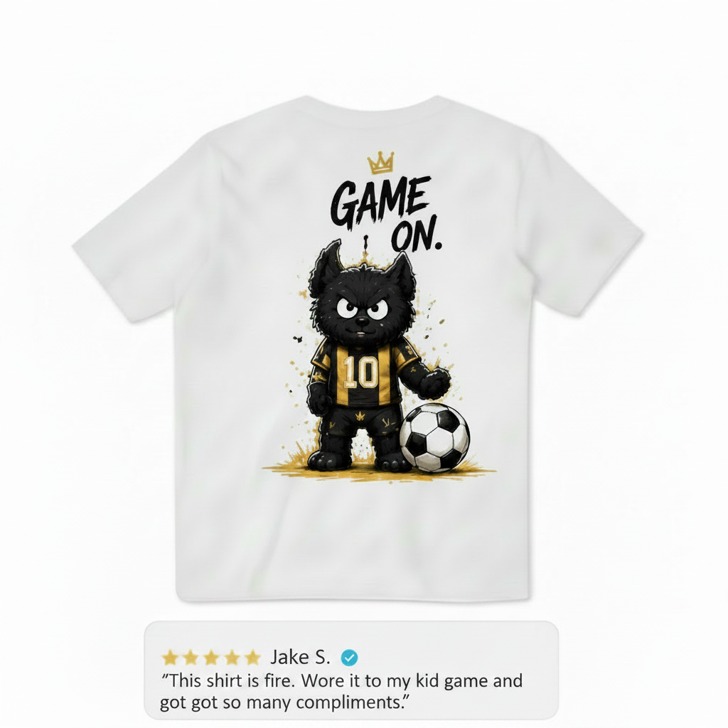Game On King Cat Soccer Graphic Tee