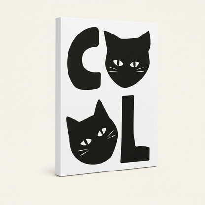 COOL cat graphic canvas wrap product shot on white background