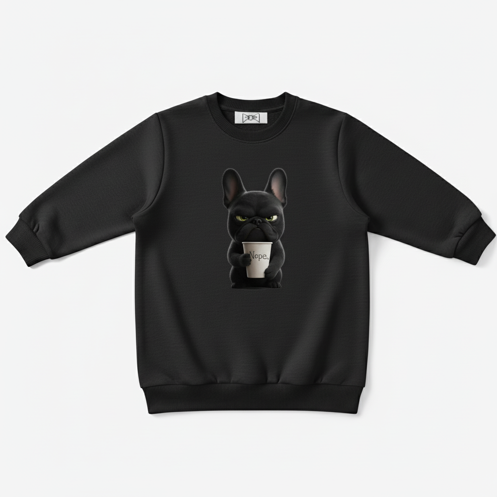 Nope Grumpy Frenchie Coffee Graphic Crewneck C1099