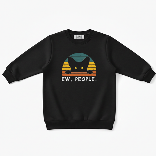 Ew People Peeking Cat Vintage Sunset Crewneck C1100