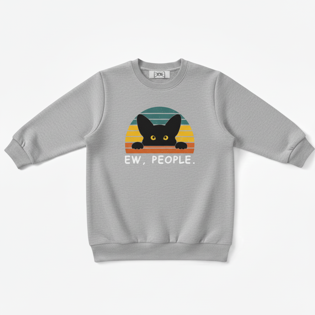 Ew People Peeking Cat Vintage Sunset Crewneck C1100